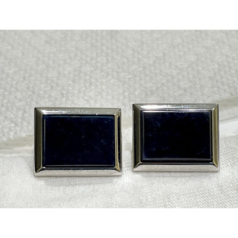 Classy High Quality Silvertone Rectangle Shape Cu… - image 7